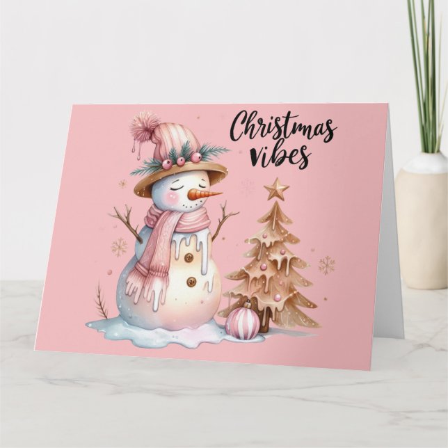 Tarjeta de Navidades rosados (Anverso)