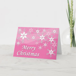 Tarjeta de Navidades rosados con copos de nieve