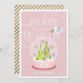 Tarjeta de Navidades rosados de Globe de nieve par
