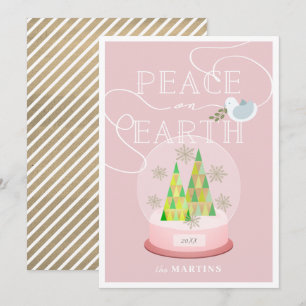 Tarjeta de Navidades rosados de Globe de nieve par