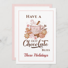 Tarjeta de Navidades rosados modernos con chocolat