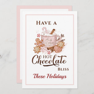 Tarjeta de Navidades rosados modernos con chocolat