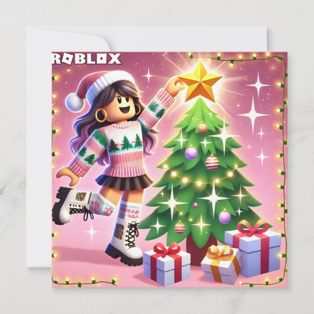 Tarjeta de Navidades rosados para adolescentes Chi (Anverso)
