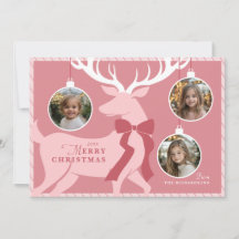 Tarjeta de Navidades rosados para renos 3 fotos