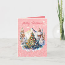 Tarjeta de Navidades rosados Pastel festivo