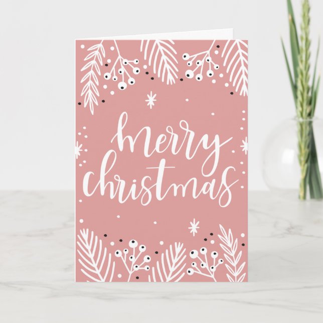 Tarjeta de Navidades rosados (tarjetas de Navidad  (Anverso)
