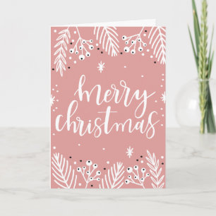 Tarjeta de Navidades rosados (tarjetas de Navidad
