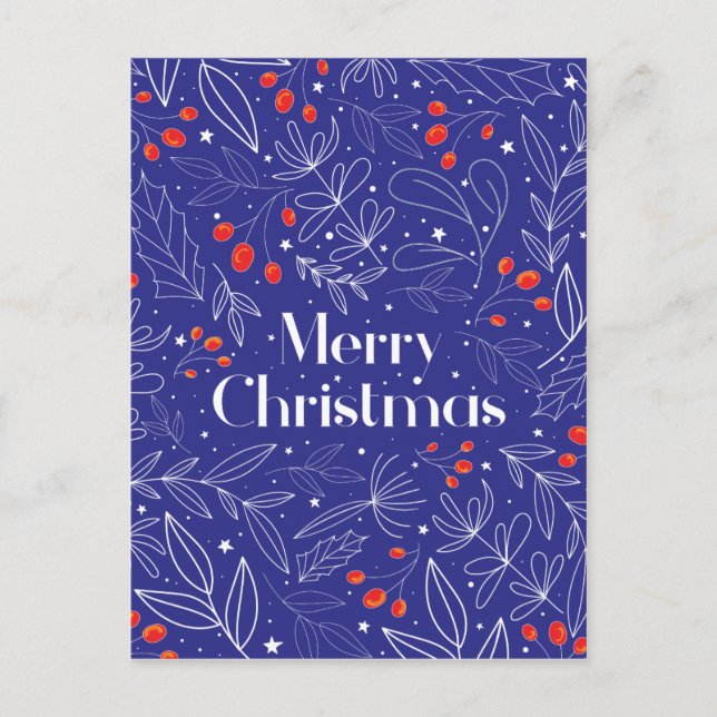Tarjeta de Navidades Royal Blue Merry Shinny Elega (Anverso)