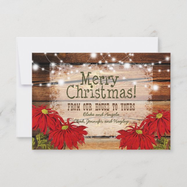 Tarjeta de Navidades rusos | Madera y luces de gra (Anverso)