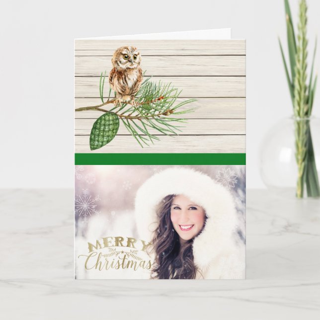 Tarjeta de Navidades Rústicos de Fotografía de Mad (Anverso)