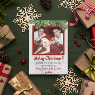 Tarjeta de Navidades Rústicos de Madera y Pino