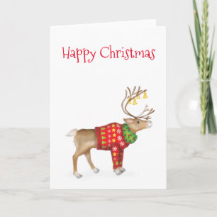 Tarjeta de Navidades saltadores festivos para reno