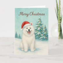 Tarjeta de Navidades Samoyes - Tarjeta de vacacion