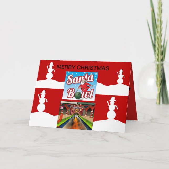 Tarjeta de Navidades Santa Bowl (Anverso)