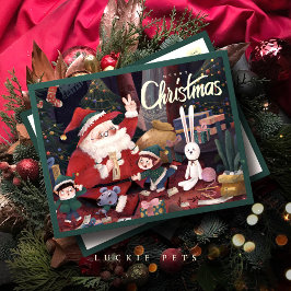 Tarjeta de Navidades Santa con oro