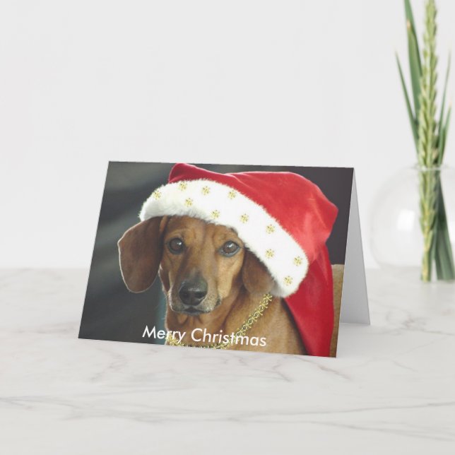 Tarjeta de navidades - Santa Dachshund (Anverso)