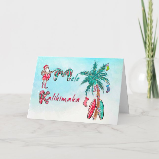 Tarjeta de Navidades Santa de Hawái (Anverso)