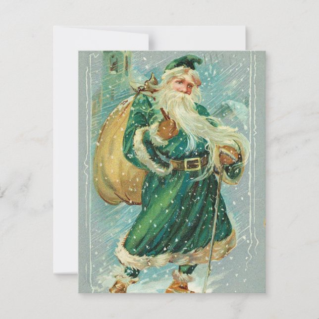 Tarjeta de Navidades Santa  de ilustracion de époc (Anverso)