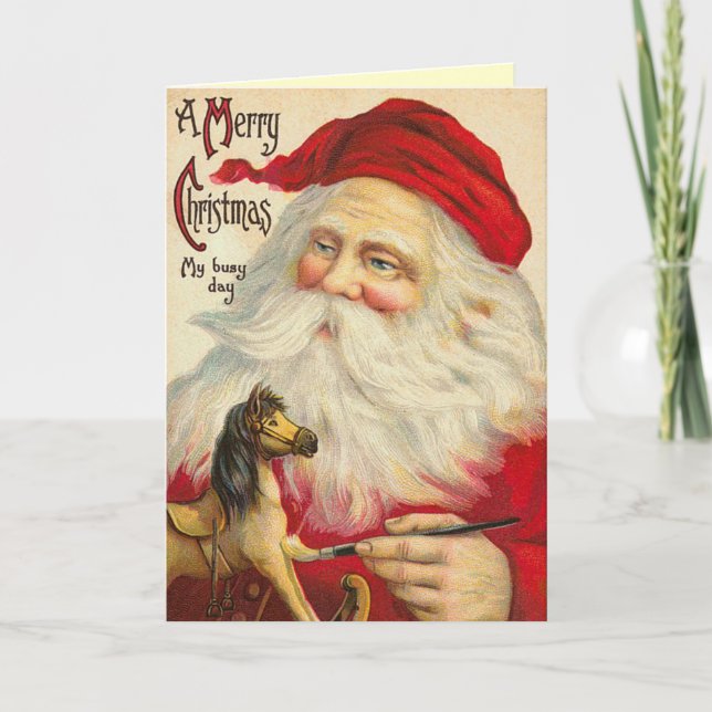 Tarjeta de Navidades Santa del Viejo Mundo (Anverso)