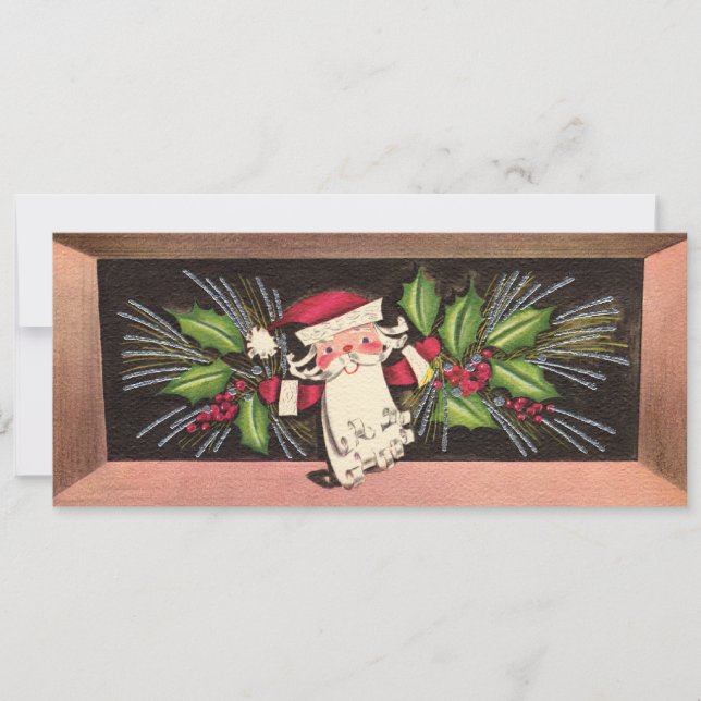 Tarjeta de Navidades Santa Flat del decenio de 196 (Anverso)