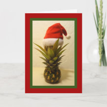 Tarjeta de Navidades Santa Hat Pineapple de Hawái