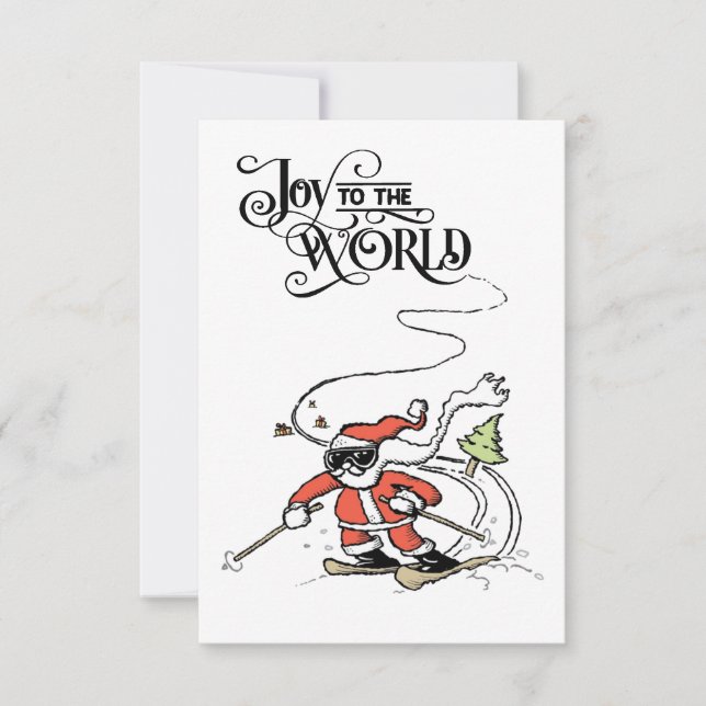 Tarjeta de Navidades Santa para esquiar (Anverso)