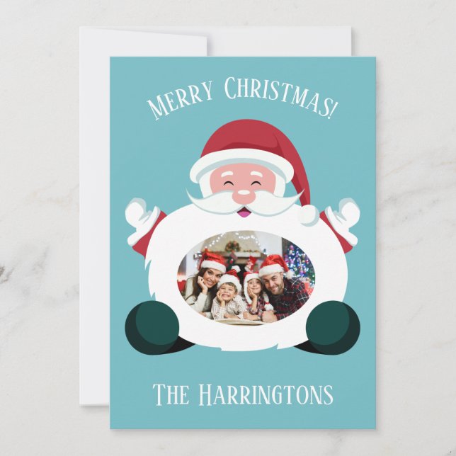 Tarjeta de Navidades Santa personalizado de FOTOS (Anverso)