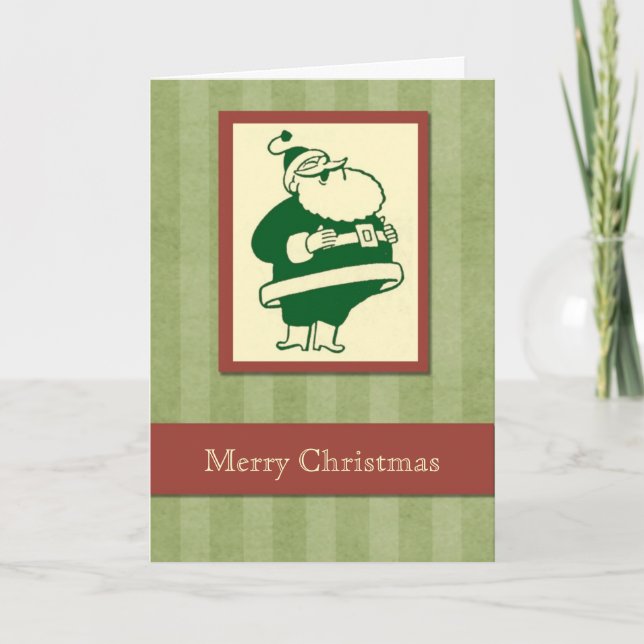 Tarjeta de Navidades Santa Retro Laughing (Anverso)