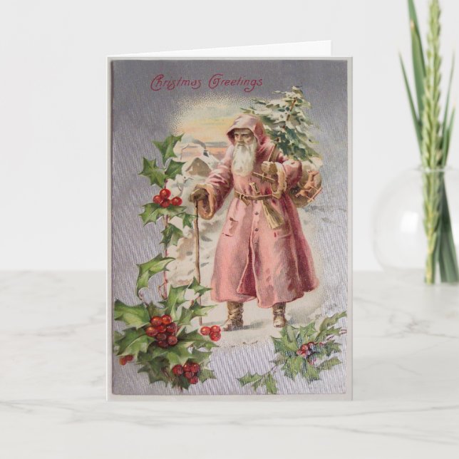 Tarjeta de Navidades Santa Vintage, Personalizar (Anverso)