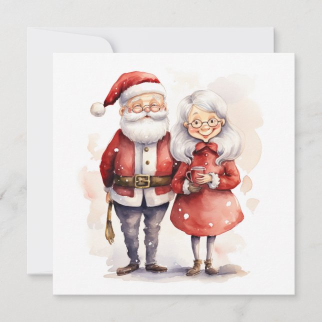 Tarjeta de Navidades Santa y la Sra. Claus (Anverso)