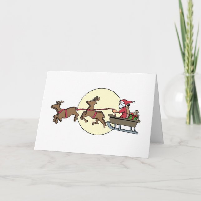 Tarjeta de navidades, Santa y reno (Anverso)