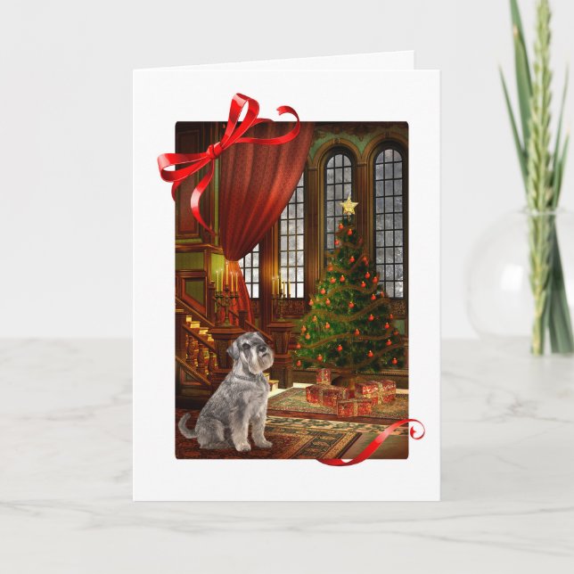 Tarjeta de Navidades Schnauzer (Anverso)