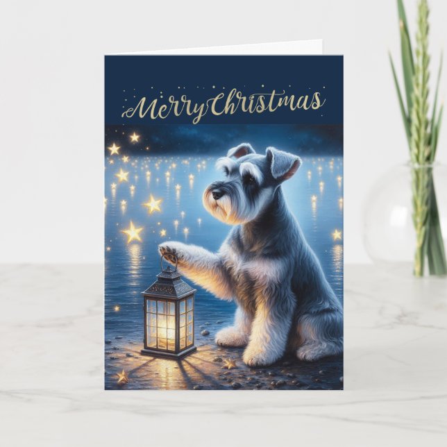 Tarjeta de Navidades Schnauzer de Feliz Navidad (Anverso)