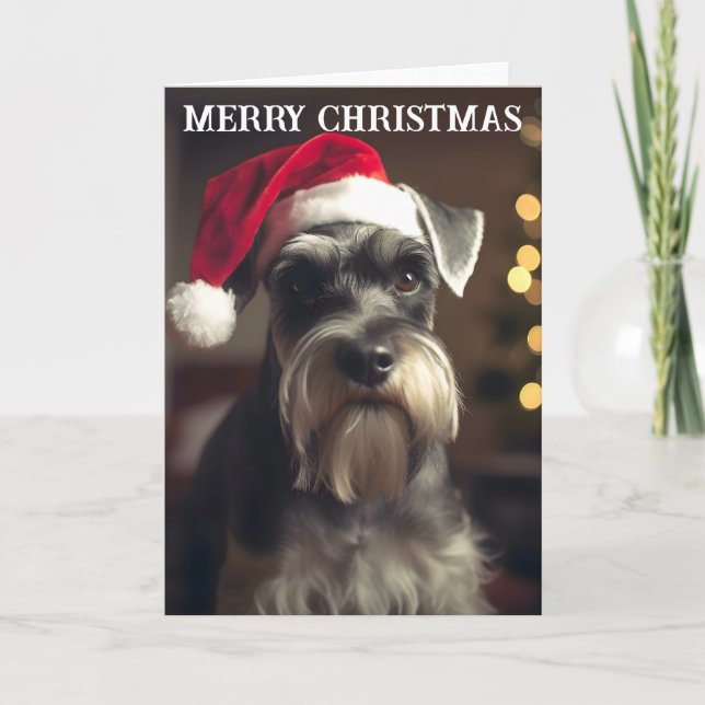 Tarjeta de Navidades Schnauzer en miniatura (Anverso)