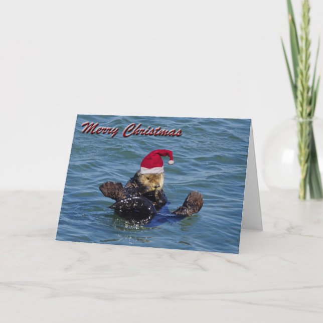 Tarjeta de Navidades Sea Otter (Anverso)