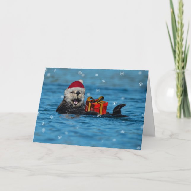 Tarjeta de Navidades Sea Otter (Anverso)