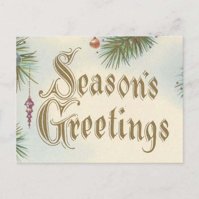 Tarjeta de Navidades "Seasons Greetings" (Saludos  (Anverso)