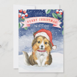 Tarjeta de Navidades Sheltie Furry para Navidades 
