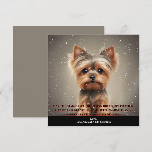 Tarjeta de Navidades simples de mascota de Yorkie  (Anverso / Reverso)