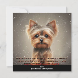 Tarjeta de Navidades simples de mascota de Yorkie 