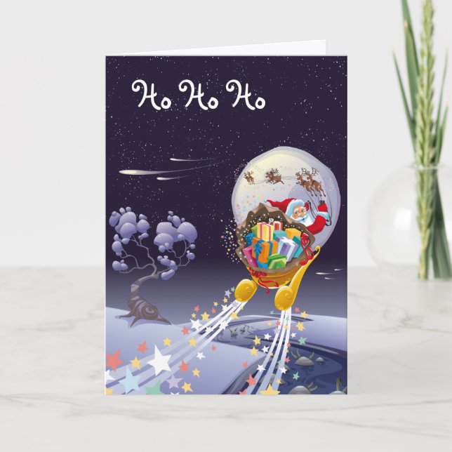 Tarjeta de Navidades Sleigh de Santa (Anverso)