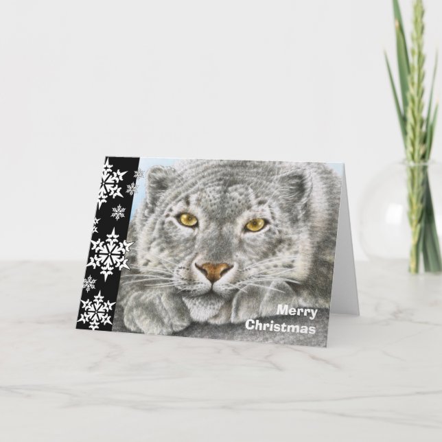 Tarjeta de Navidades Snow Leopard (Anverso)
