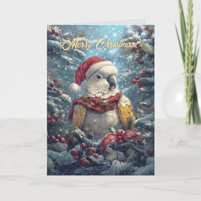 Tarjeta de Navidades Snowley Cockatoo (Anverso)