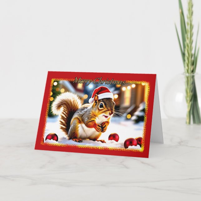Tarjeta de Navidades Snowley Squirrel (Anverso)