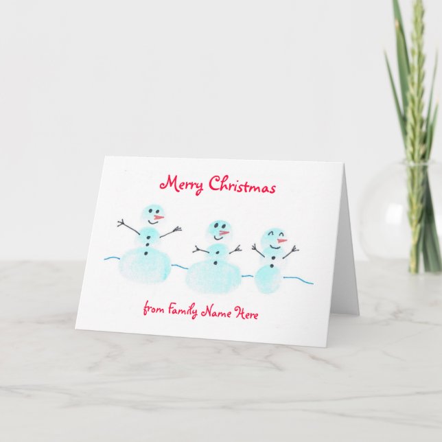 Tarjeta de Navidades Snowman con huella digital -  (Anverso)