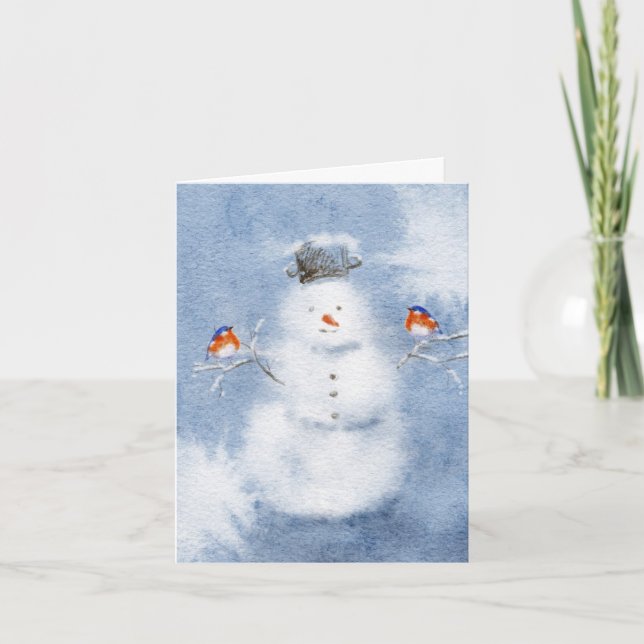 Tarjeta de Navidades Snowman de color acuático | F (Anverso)