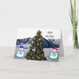 Tarjeta de Navidades Snowman Golfers