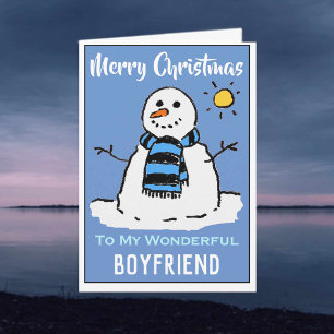 Tarjeta de Navidades Snowman. Novio Navidad feliz