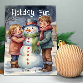 Tarjeta de Navidades Snowman para niños divertidos