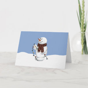 Tarjeta de Navidades Snowman W/ Lights